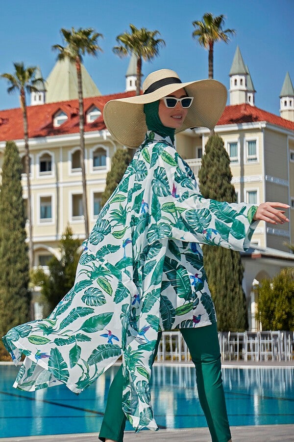 Remsa Mayo Remsa Modest Swimsuit Single Kaftan Kimono Pareo RP017 Green Leaves  - Image 5