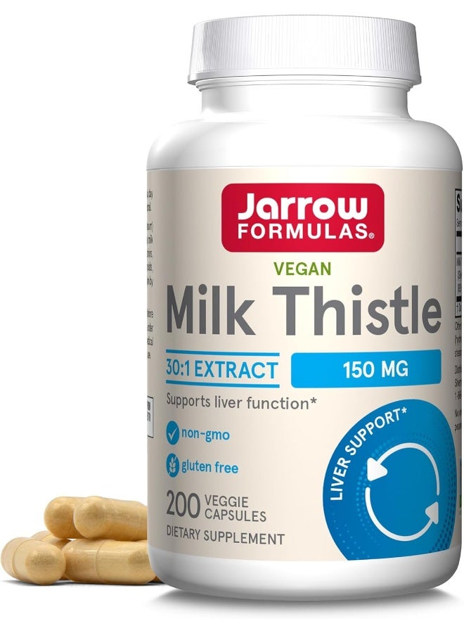 jarrow formulas Milk Thistle (Silymarin Marianum), Promotes Liver Health- 150 mg Per Capsule - 200 Veggie Capsules - Image 1
