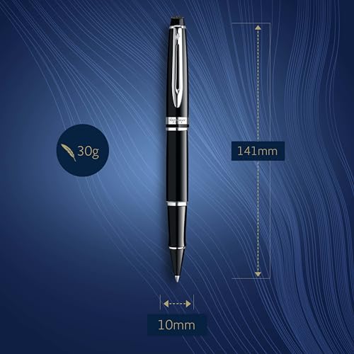 Waterman Expert RollerBall Pen, Gloss Black with Chrome Trim, Fine Point, Black Ink, Gift Box - Image 3