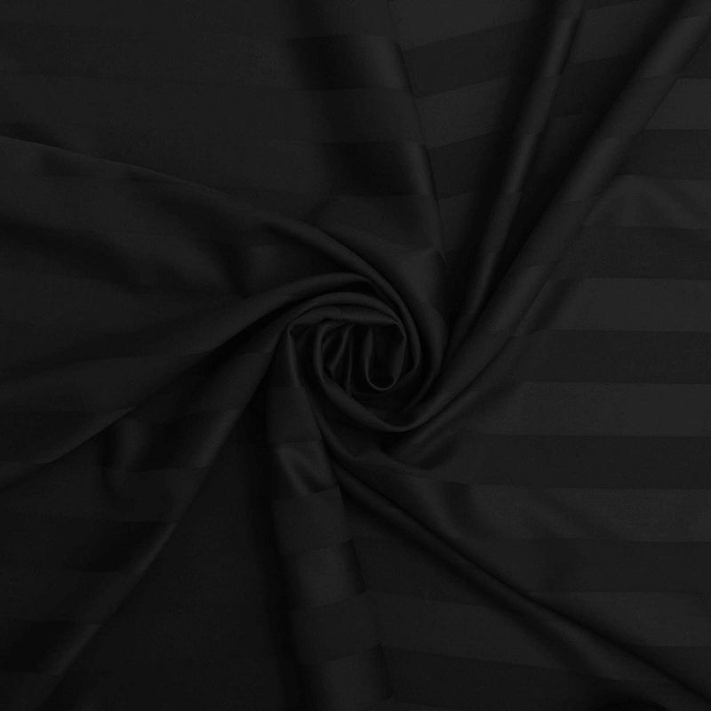 Filymore Plain Solid Black Stripe Single bedsheet with one Pillow Cover Made with Pure Microfiber(bedsheet Size 90x60) (Pillow Size 18x28) (Colour-Black) - Image 2