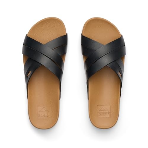 Reef Cushion Spring Bloom Womens Fashion Slide Sandal, Ultra Soft Cushion Footbed, Black/Tan, 8 - Image 5