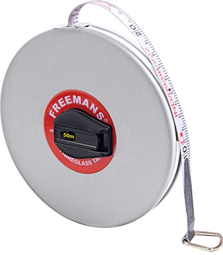 FREEMANS Leatherette 50m:13mm Fibreglass Measuring Tape - 50m/165ft || Case Reinforced with Stainless Steel Band || Durable Winding Mechanism Handle and Stainless Steel Mouth with End Hook - Image 1