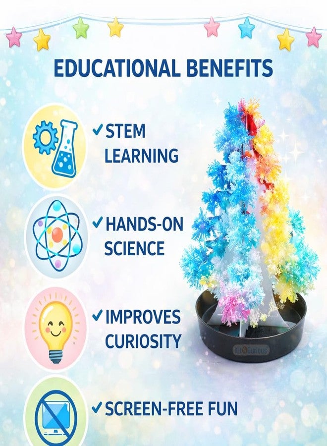 كيت 4 كيوريس مجموعة Kit4Curious® العلمية لشجرة النمو السحرية، 5 قطع - تجربة زراعة شجرة الكريستال بنفسك - نشاط STEM للأطفال - مجموعة زينة وحرف يدوية للعطلات - عبوة من 5 قطع - Image 5