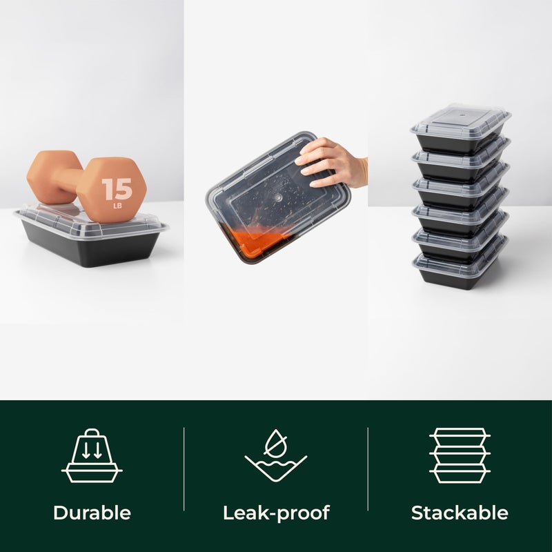 Enther Meal Prep Containers 20 pack 1 Compartment with Lids  Food Storage Bento BPA Free | Stackable | Reusable Lunch Boxes  Microwave/Dishwasher  Freezer Safe Portion Control (28 oz) - Image 5