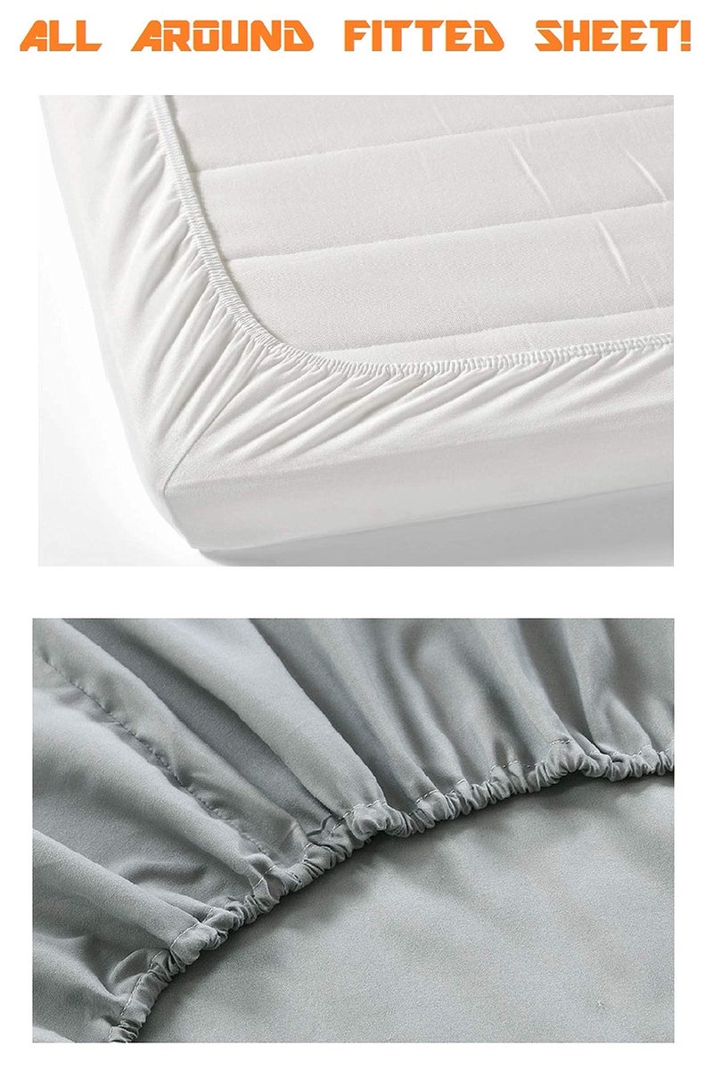Elegance Linen مجموعة بياضات فاخرة مريحة من 1500 خيط مصري 4 قطع بجودة فندقية مقاومة للتجاعيد، ملاءة مشدودة مرنة من جميع الجهات، جيب عميق يصل إلى 16 بوصة، كينغ، وردي فاتح - Image 4