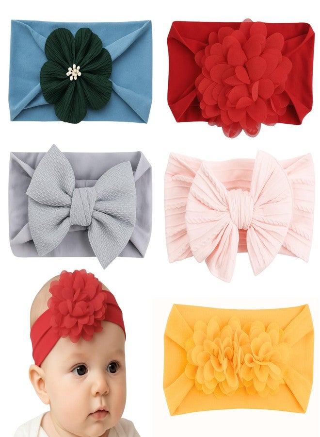 ANNACREATIONS ANNA CREATIONS 5 Pcs Baby Headbands for Girls & Boys, Soft Stretchy Hair Bands with Bow Knot and Flower Design, Comfortable and Stylish Hair Accessories for Newborn, Infant and Toddler Babies - Image 1