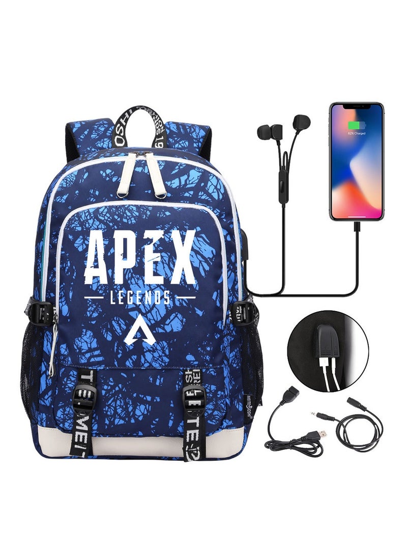 حقيبة ظهر مطبوعة بمنفذ USB للشباب المشغولين