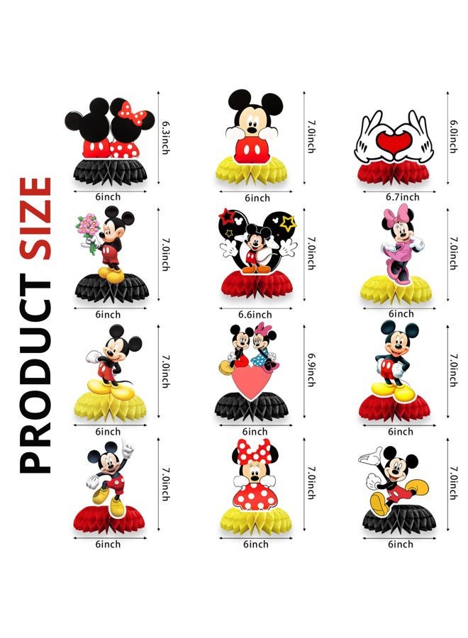 BOGAZNET 12PCS Mickey Mouse Centerpieces – Set of 12 Birthday and Baby Shower Table Decorations Honeycomb Party Decor Cute Centerpiece Set for Kids Celebrations and Themed Events - Image 2