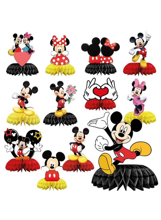 BOGAZNET 12PCS Mickey Mouse Centerpieces – Set of 12 Birthday and Baby Shower Table Decorations Honeycomb Party Decor Cute Centerpiece Set for Kids Celebrations and Themed Events - Image 1