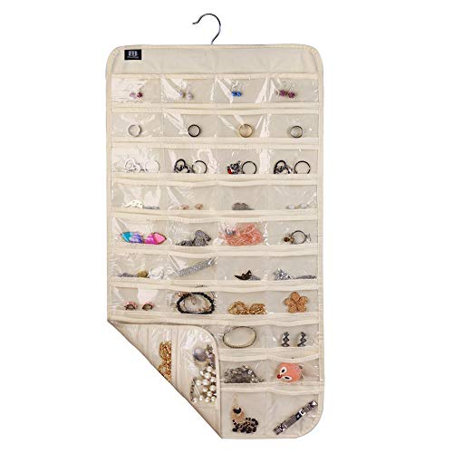 BB Brotrade Hanging Jewelry Organizer,Accessories Organizer,80 Pocket Organizer for Holding Jewelries（Beige） - Image 2