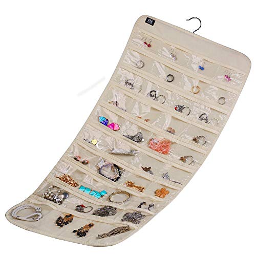 BB Brotrade Hanging Jewelry Organizer,Accessories Organizer,80 Pocket Organizer for Holding Jewelries（Beige） - Image 5