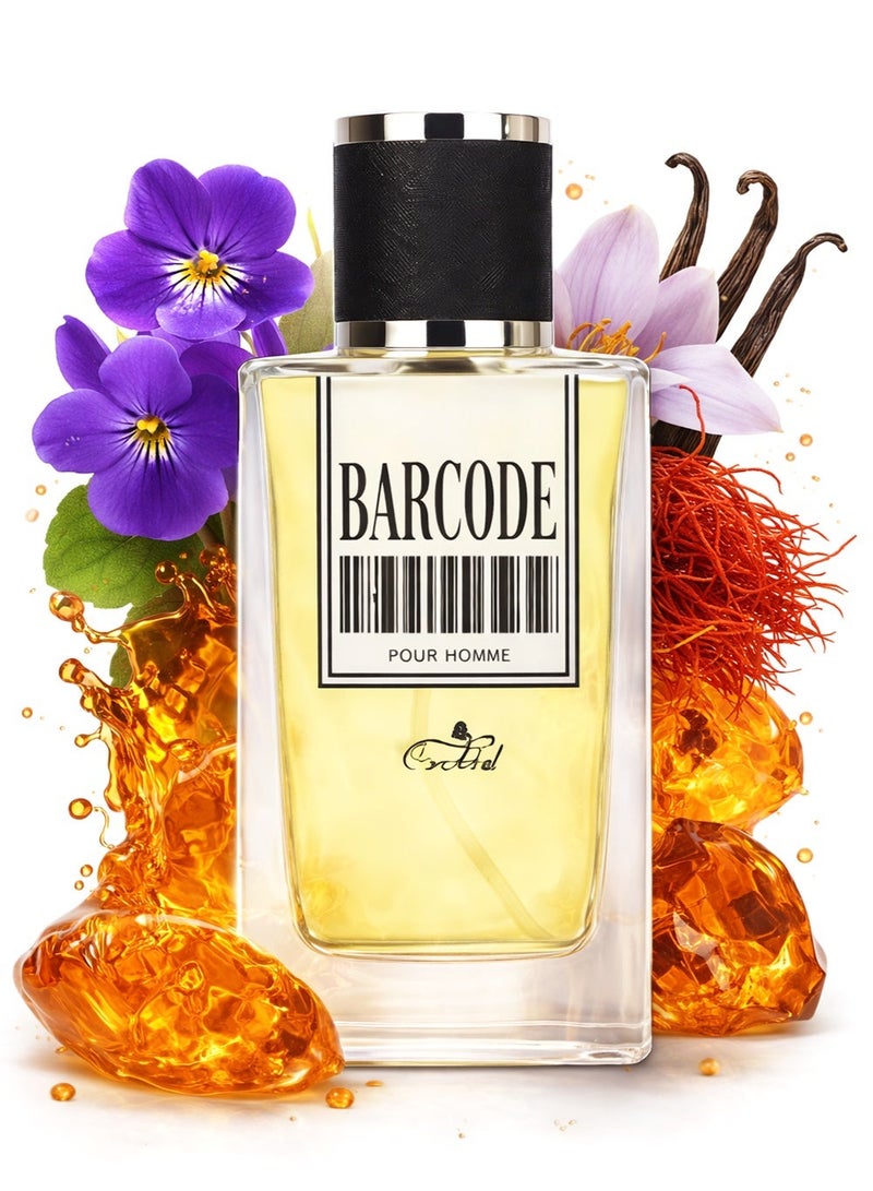 Orchid Barcode Pour Homme Eau De Parfum 80ML for Men Long Lasting Woody Spicy Perfume with Bergamot, Grapefruit, Leather, Vanilla & Amber - Image 1