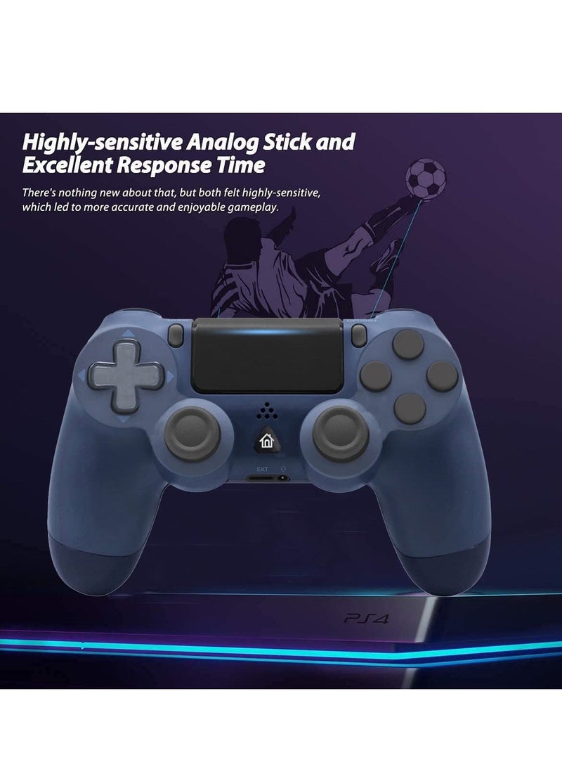 وحدة تحكم عن بعد لاسلكية متوافقة مع PS 4، وحدة تحكم الألعاب مع محركين وكابل شحن، مقبس سماعة رأس ستيريو، لوحة لمس متعددة، هدية رائعة للوحة الألعاب للفتيات / الأطفال / الرجال (أزرق داكن + أزرق فاتح) - Image 2