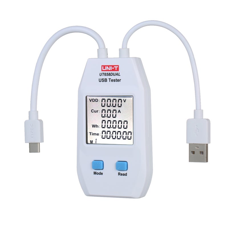 USB Power Meter LCD USB Tester Detector Voltmeter Ammeter Digital Power Capacity Tester (UT658-Dual) - Image 1