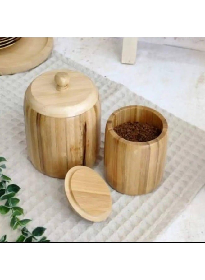 Natural Wood Pulse Jar Set - Elegant Decorative Shape and Airtight Food Storage B (1000ml) - Image 4