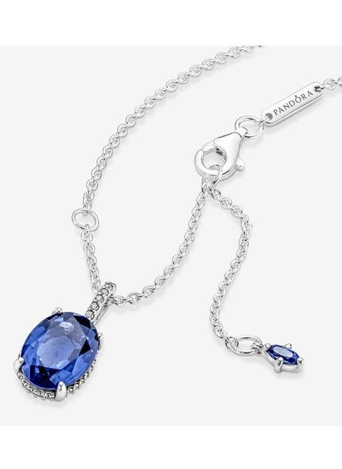 Pandora Blue Gem Silver Necklace for Women