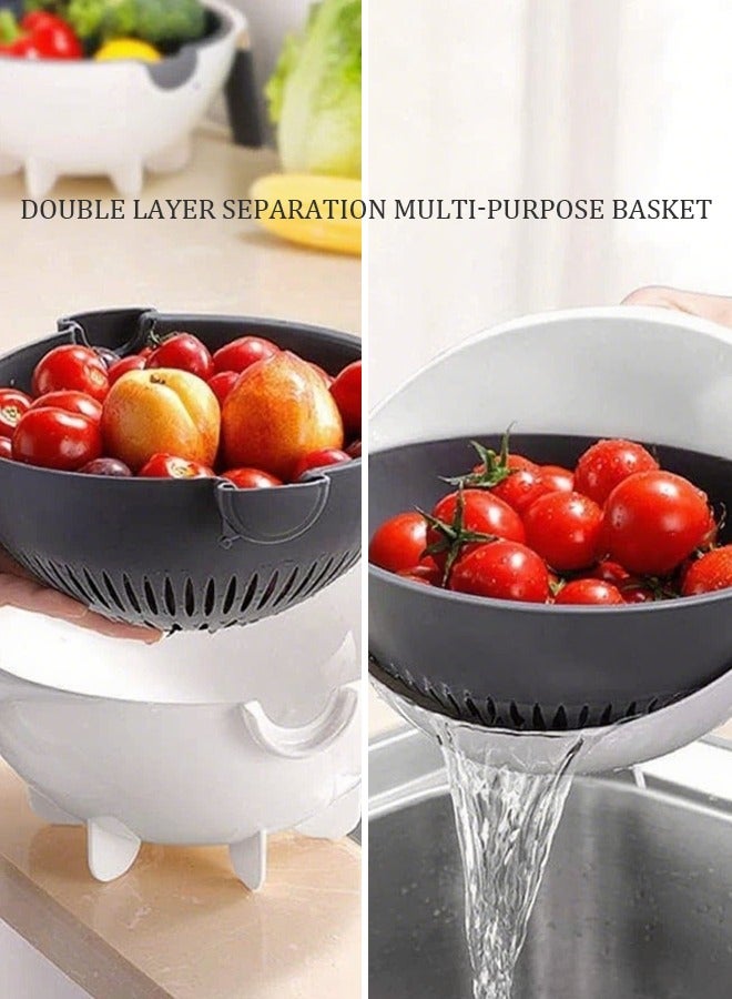Vegetable Chopper Slicer 9-in-1 Multipurpose Vegetable Cutter With Rapid Drain Basket White/Black  - Image 4