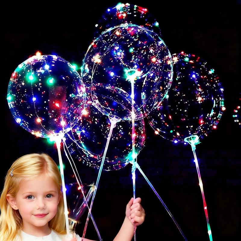 UZER LED Light Up Bobo Balloons with Sticks6 Packs Flashing Handles20 Inches Bubble Bobo Balloons70 cm SticksChristmas Birthday Party Decoration - Image 2