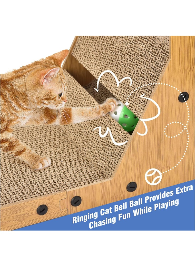 MileMelo L Shape Cat Scratcher Cardboard Cat Scratching with Bell Ball 23.6 Inch Cat Scratch Pad Vertical Cat Scratching Board Wall Mounted Cat Scratchers for Indoor Cats Protecting Furniture Cat Scratcher Pad - Image 4