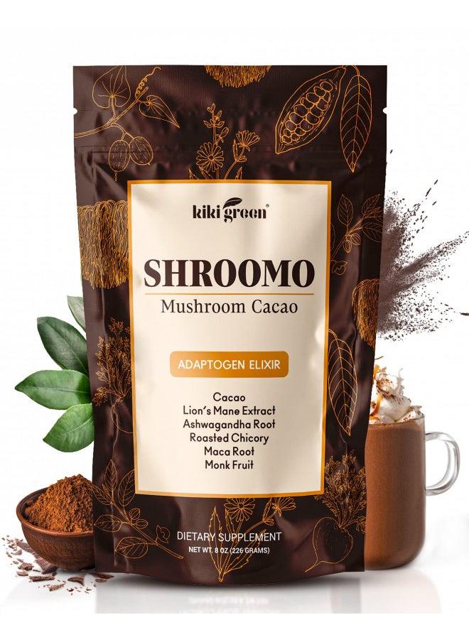 KIKI Green SHROOMO: Mushroom Coffee Alternative | Master Blend of Lion's Mane, Ashwagandha for Mental Clarity, Energy & Focus, Maca Root, Roasted Chicory, Monk Fruit | Cacao Coffee Alternative 8 oz by KIKI Green  - Image 1