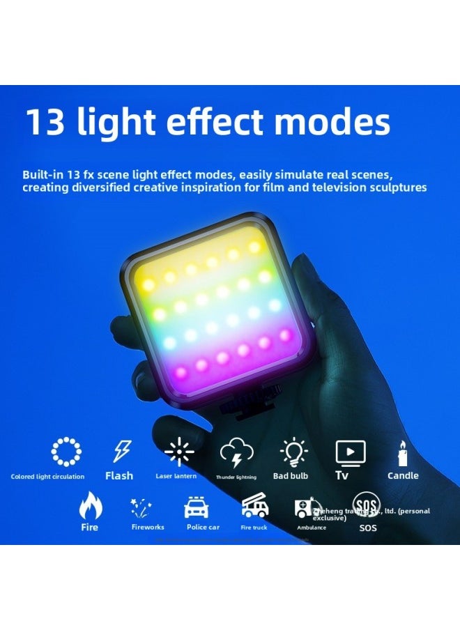 General - Full Color RGB Mini Fill Light Pocket Portable Small Led Wireless Multi-color Lighting Light Mobile Phone Camera Shake Sound Straight-Specifications:【three-color Flagship Model】 Fill Light + Hot Sho - Image 1