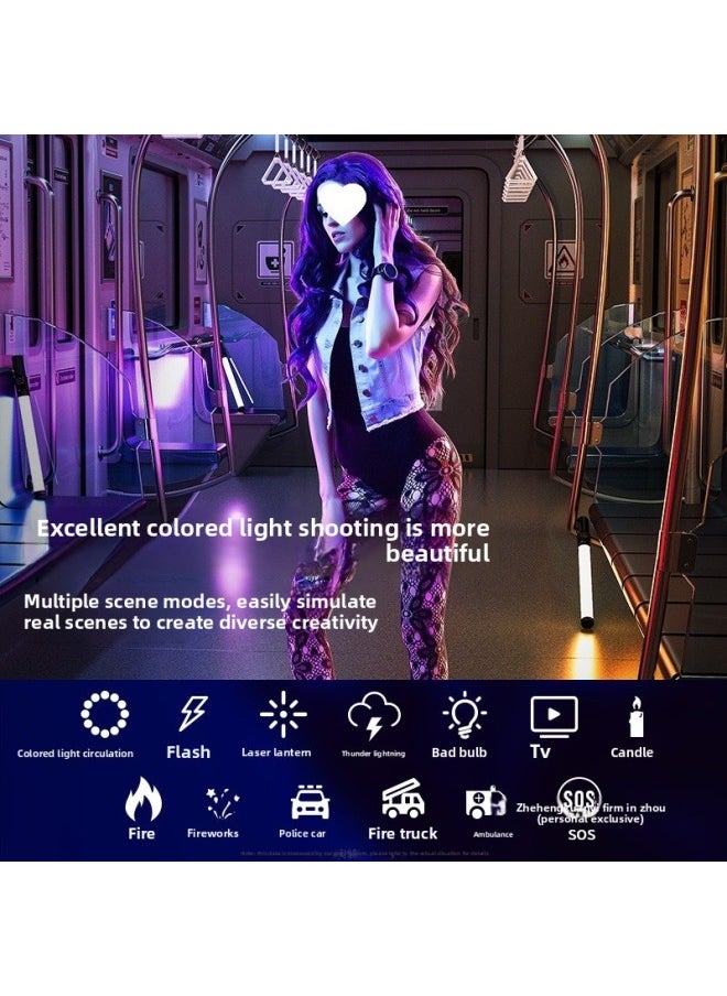 General - Full Color RGB Mini Fill Light Pocket Portable Small Led Wireless Multi-color Lighting Light Mobile Phone Camera Shake Sound Straight-Specifications:【three-color Flagship Model】 Fill Light + Hot Sho - Image 1