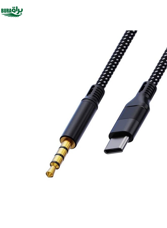 BURAQ JS-101 USB-C / Type-C to 3.5mm Audio Cable Braided HiFi Sound AUX Cord, Length: 1.2m - Image 1