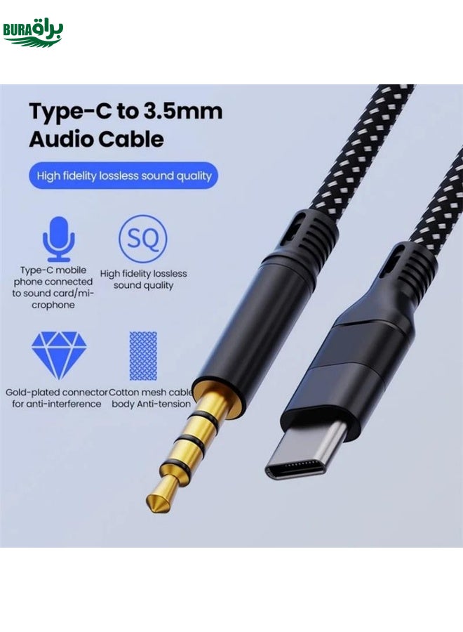 BURAQ JS-101 USB-C / Type-C to 3.5mm Audio Cable Braided HiFi Sound AUX Cord, Length: 1.2m - Image 3