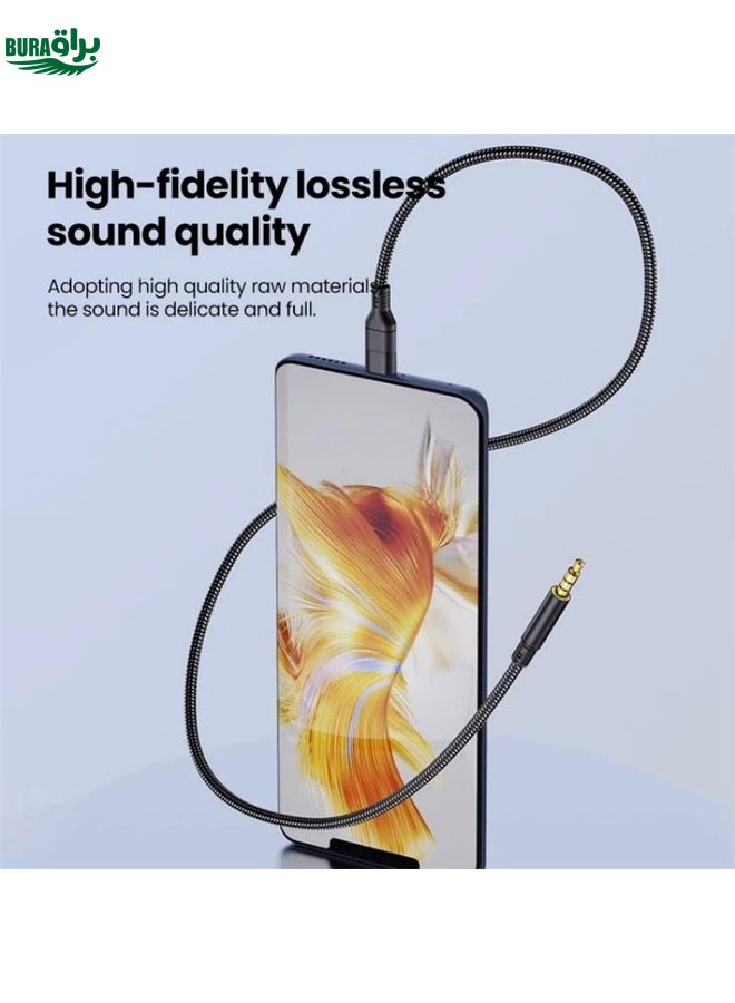 BURAQ JS-101 USB-C / Type-C to 3.5mm Audio Cable Braided HiFi Sound AUX Cord, Length: 1.2m - Image 4