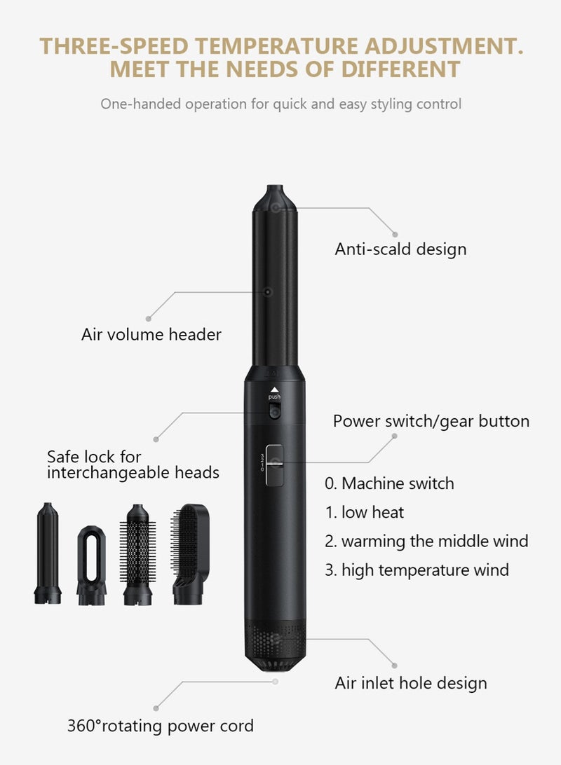 1000W Electric Hair Dryer Curling Iron Set, Hot Air Curling Iron, Five Replacement Heads and Hair Straightener Styling Tool Comb Curling Brush Hair Dryer Suitable for Hair Salon/Home/Barber Shop/Styling - Image 5