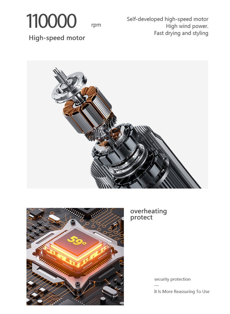 1000W Electric Hair Dryer Curling Iron Set, Hot Air Curling Iron, Five Replacement Heads and Hair Straightener Styling Tool Comb Curling Brush Hair Dryer Suitable for Hair Salon/Home/Barber Shop/Styling - Image 3