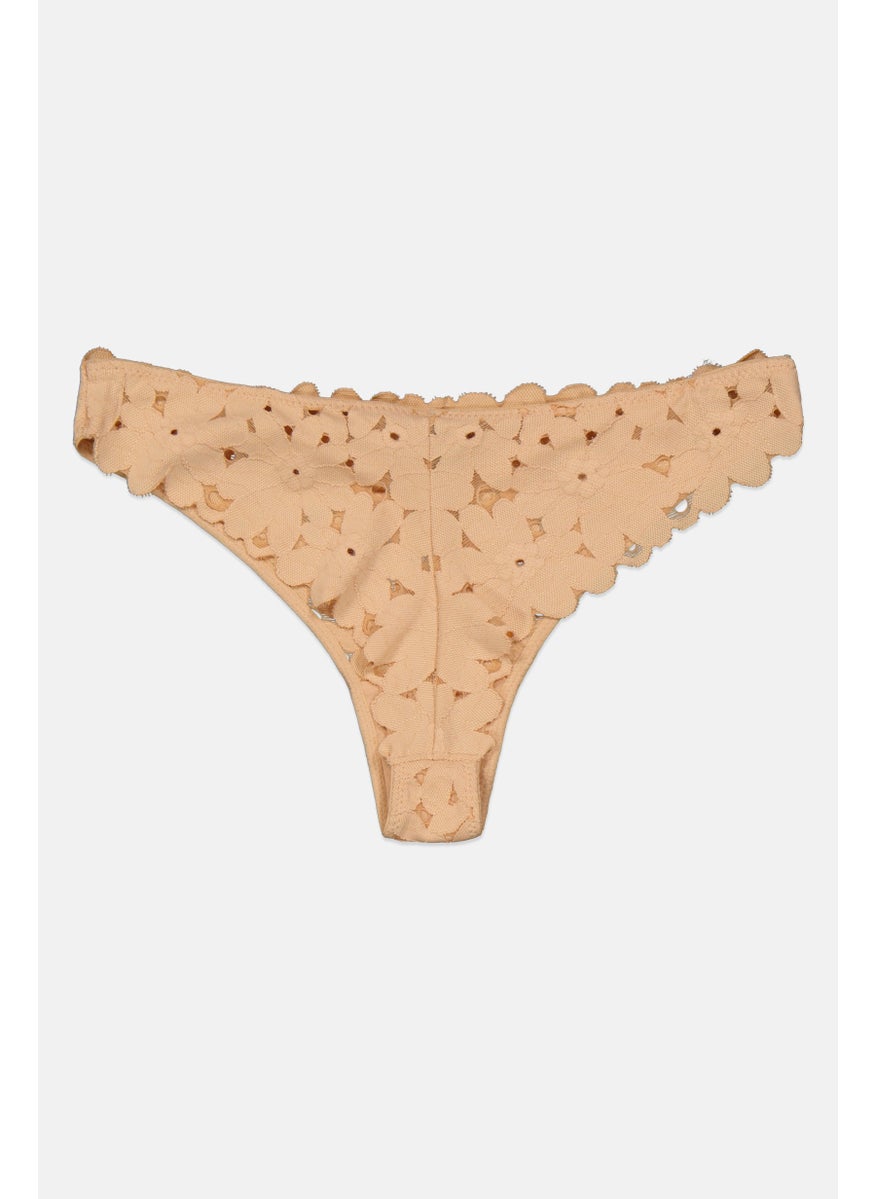 Etam Women Textured Pull On Tanga Panty, Peach  - Image 2