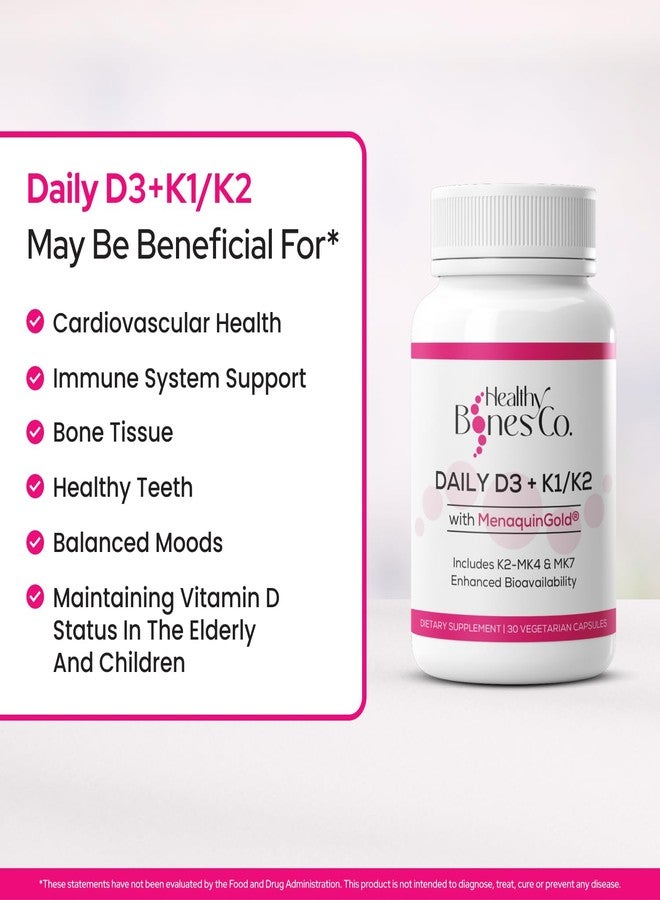 Healthy Bones Co. Premium D3 K2 - Full Spectrum Vitamin D3 K2, 2000 IU D3 + MK7 + MK4 + K1, Daily D3 K2 & K1 Supplements - Vitamin D Supports Calcium Absorption for Strong Bones & Immune Health - 30 Capsules - Image 2