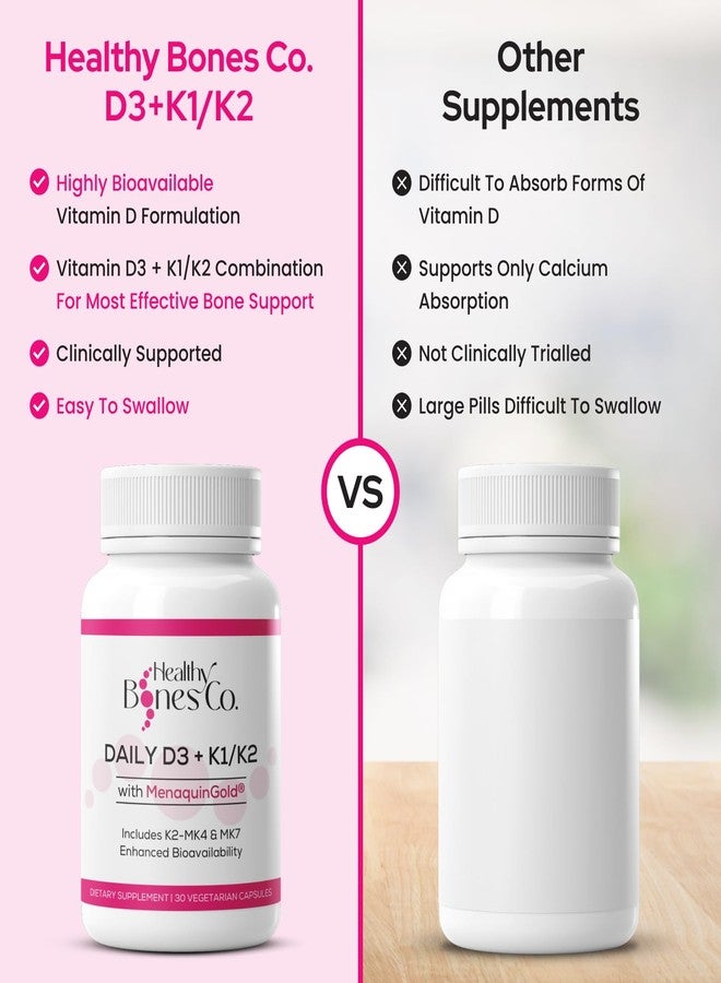 Healthy Bones Co. Premium D3 K2 - Full Spectrum Vitamin D3 K2, 2000 IU D3 + MK7 + MK4 + K1, Daily D3 K2 & K1 Supplements - Vitamin D Supports Calcium Absorption for Strong Bones & Immune Health - 30 Capsules - Image 3