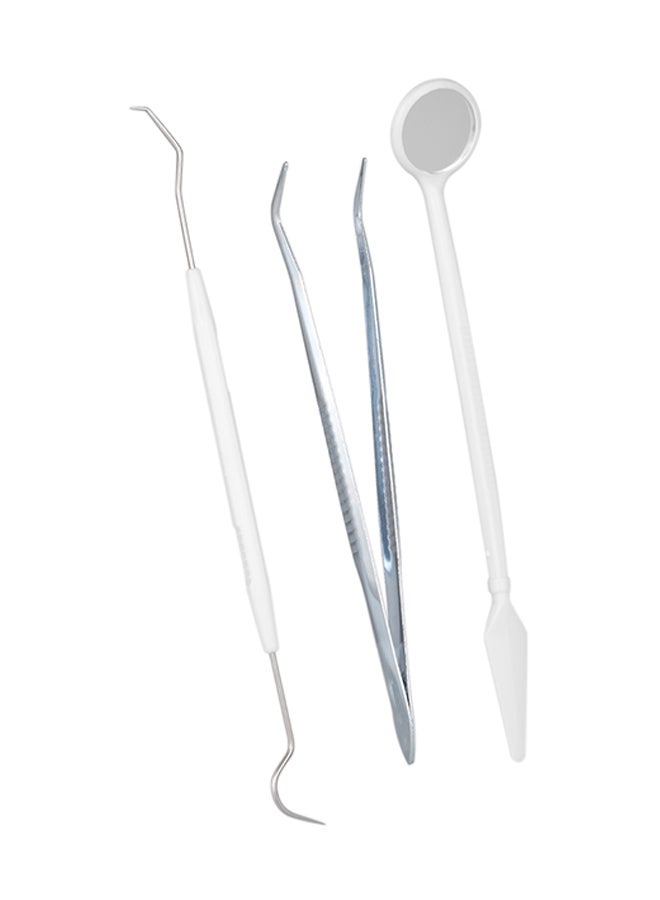3-Piece Dental Teeth Scraper Tool Kit Silver - Image 1