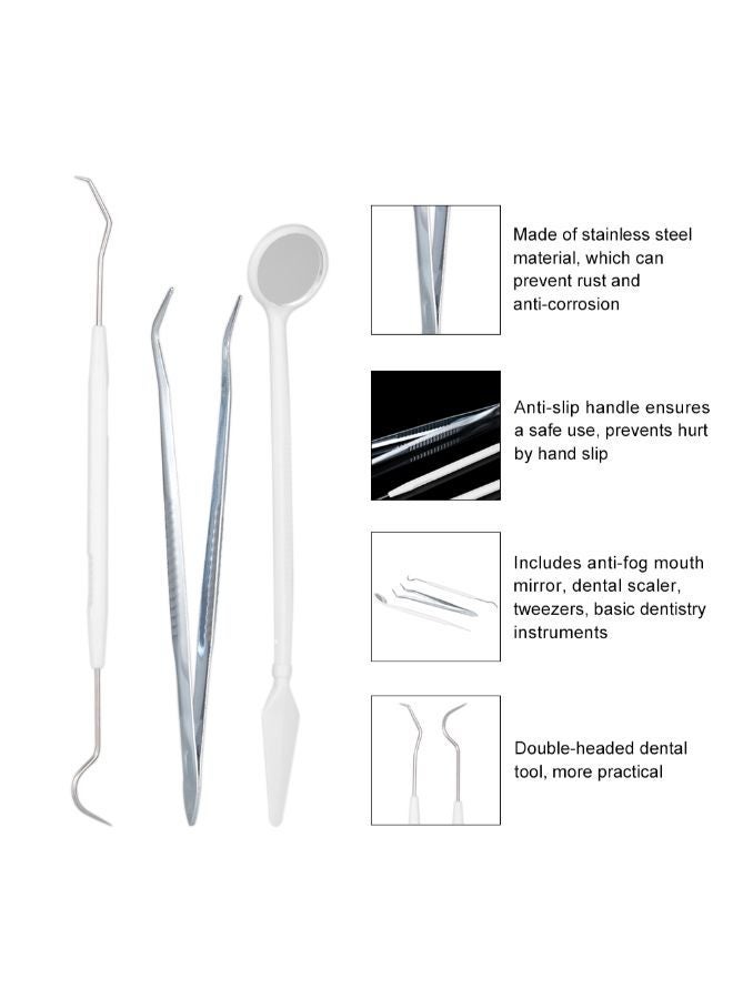 3-Piece Dental Teeth Scraper Tool Kit Silver - Image 4