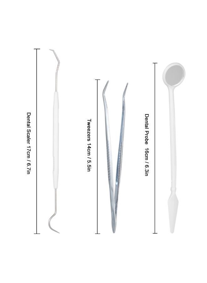 3-Piece Dental Teeth Scraper Tool Kit Silver - Image 3