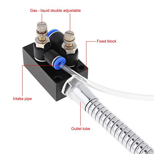 YWY Upgrade Version Mist Coolant Lubrication Spray System With Check Valve and Stainless Steel Flexible Pipe for Metal Cutting Engraving Cooling Machine/Air Pipe CNC Lathe Milling Drill - Image 4