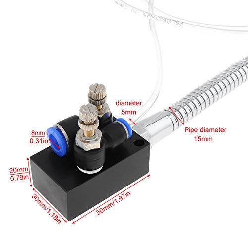 YWY Upgrade Version Mist Coolant Lubrication Spray System With Check Valve and Stainless Steel Flexible Pipe for Metal Cutting Engraving Cooling Machine/Air Pipe CNC Lathe Milling Drill - Image 5