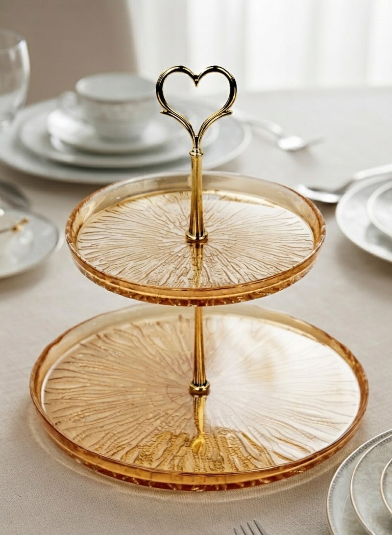 Cuisine Art ELENOR Glass Fladen 2-Tier Serving Set, 17cm & 22cm, Gold | Elegant Tiered Dessert Stand for Cakes, Cupcakes, Pastries & Entertaining - Image 2