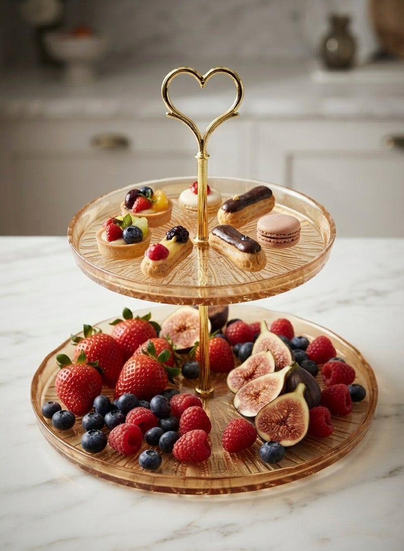 Cuisine Art ELENOR Glass Fladen 2-Tier Serving Set, 17cm & 22cm, Gold | Elegant Tiered Dessert Stand for Cakes, Cupcakes, Pastries & Entertaining - Image 3