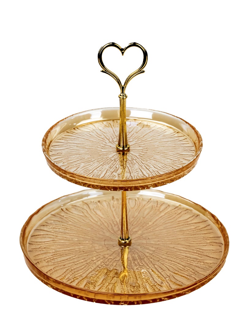 Cuisine Art ELENOR Glass Fladen 2-Tier Serving Set, 17cm & 22cm, Gold | Elegant Tiered Dessert Stand for Cakes, Cupcakes, Pastries & Entertaining - Image 1