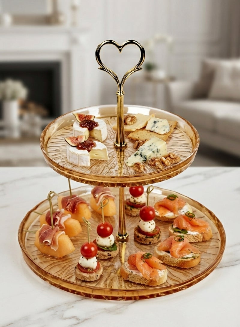 Cuisine Art ELENOR Glass Fladen 2-Tier Serving Set, 17cm & 22cm, Gold | Elegant Tiered Dessert Stand for Cakes, Cupcakes, Pastries & Entertaining - Image 5