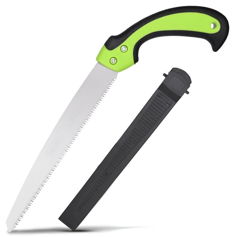 Deli DL580924 240mm Hand Saw 7 TPI Saw-Teeth with 3 Sided Grinding & Antislip Coated Handle 65Mn Heavy Duty Steel Blades for Camping Gardening Hunting (Pack of 1, Green) - Image 1