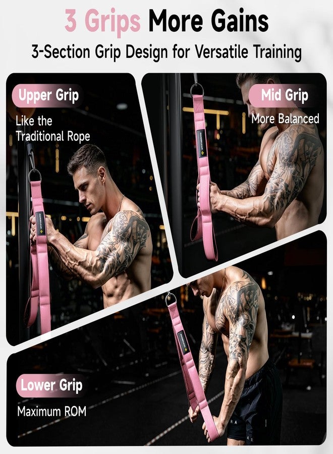 M MANUEKLEAR Tricep Rope Cable Attachment Handles, Greater Range of Motion, Tricep Pull Down Rope for Push Downs, Crunches, Facepulls for Professional Gym (Pink) - Image 3