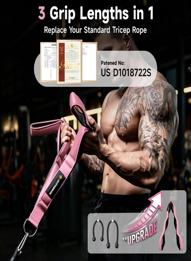 M MANUEKLEAR Tricep Rope Cable Attachment Handles, Greater Range of Motion, Tricep Pull Down Rope for Push Downs, Crunches, Facepulls for Professional Gym (Pink) - Image 2