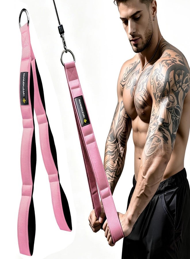 M MANUEKLEAR Tricep Rope Cable Attachment Handles, Greater Range of Motion, Tricep Pull Down Rope for Push Downs, Crunches, Facepulls for Professional Gym (Pink) - Image 1