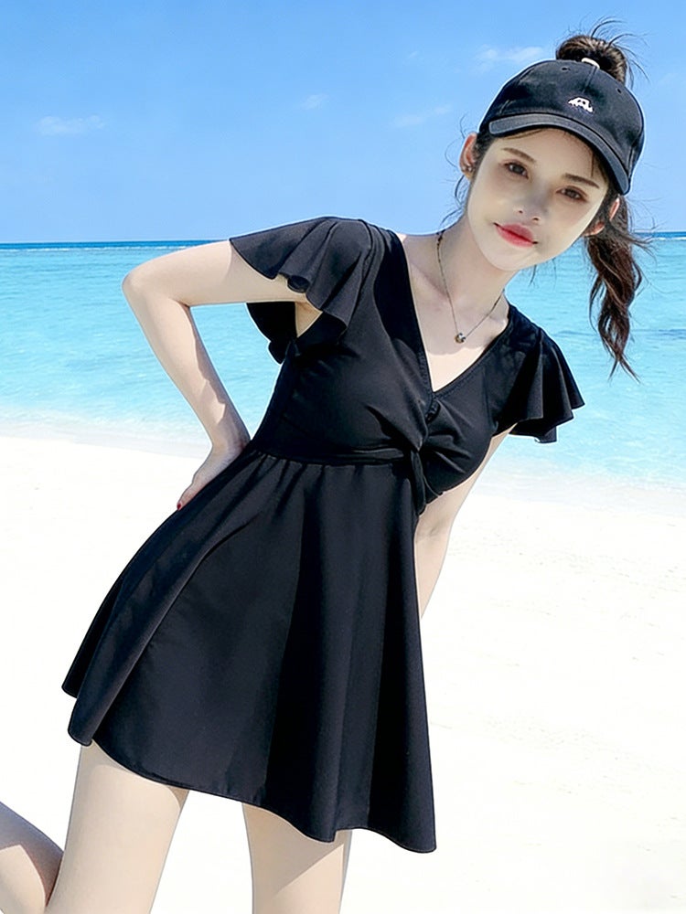 Plus-Size Women''s Swimsuit 2026 One-Piece Skirt Style with Separate Boxer Shorts, Conservative, Flattering for Slightly Chubby Figures, Slimming, Covers the Body, Loose Fit for Hot Springs - Image 3