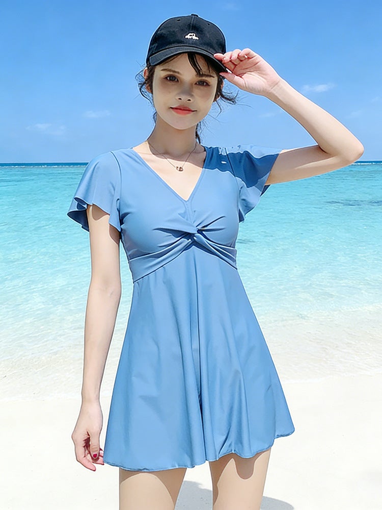 Plus-Size Women''s Swimsuit 2026 One-Piece Skirt Style with Separate Boxer Shorts, Conservative, Flattering for Slightly Chubby Figures, Slimming, Covers the Body, Loose Fit for Hot Springs - Image 5