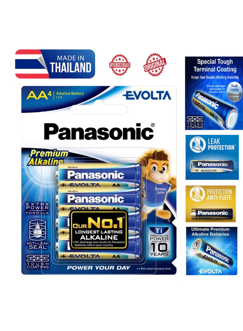 Panasonic Original AA Evolta Premium Alkaline Batteries Pack (4 Pc.) With Anti Leak Seal protection - Image 1